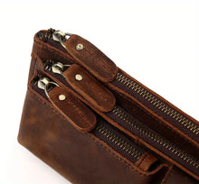 Casual Vintage Genuine Leather Waist Bag, Slim Mobile Phone Bag, Retro Crossbody Bag