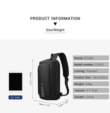 1pc OZUKO Men's Anti-theft Messenger Shoulder Bag With USB Charging Port Waterproof Anti-Scratch Backpack Large Capacity Chest Bag