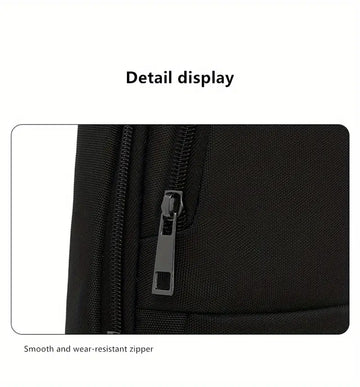 1pc Casual Black Chest Bag Foe Man And Women, Trendy Versatile Crossbody Bag Single Shoulder Bag, Student Commuter Bag For Travel Daily Use