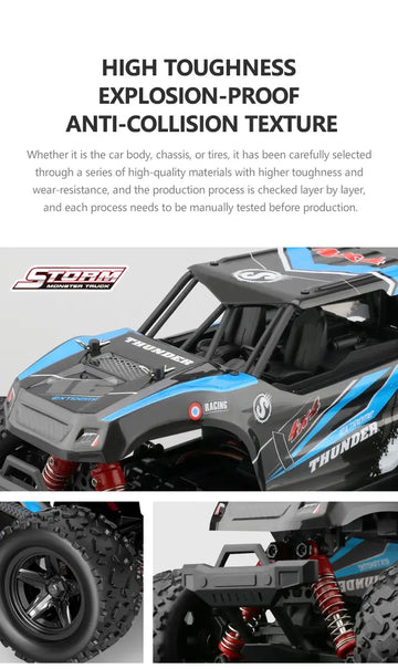 Remote Control Car 1:18 Scale 40Km/h, 4WD RC Car, Waterproof Drift Off-Road New Upgraded Brush Motor With Two Rechargeable Batteries, Hobbyist Grade For Adults, Toy Gift For Kids And Adults