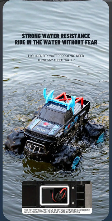 Marine Amphibious Remote Control Car, Big Foot Little Monster Car, 2.4G Climbing Off-road Vehicle, Stunt Rotation, Fun Toy Car, Birthday Gift For Boys