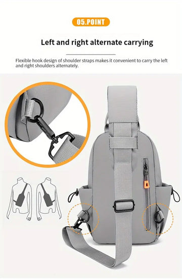 Men's Nylon Crossbody Chest Bag With Cushion Strap, Multifunctional Sling Bag For Outdoor Sports Travel