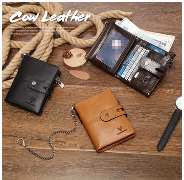 100% Genuine Leather Wallet For Men With Coin Pocket High Quality RFID Blocking Credit Card Holder Small Luxury Male Money Bag