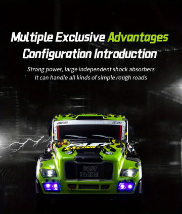 2.4G Full Scale High-speed Drift Vehicle, Four-wheel Drive Racing Vehicle, Remote Control High-speed Truck, High Simulation Remote Control Car, Racing Toy Truck, Including 2 Sets Of Tires