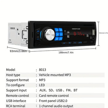 Single 1DIN In-Dash Car Radio Stereo Remote Control Digital BT Audio Music Stereo 12V Car Radio Mp3 Player USB/SD/AUX-IN