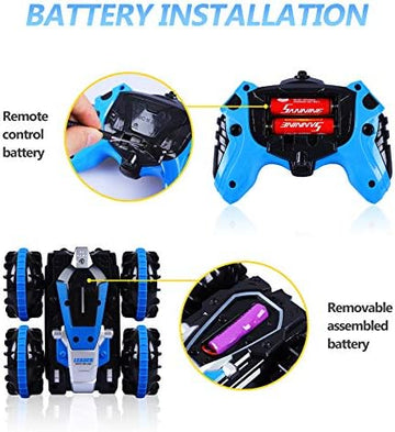 UNO1RC for 5-12 Year Old Boys RC Car for Kids 2.4 GHz Remote Control Boat Waterproof RC Monster Truck Stunt Car 4WD Remote Control Vehicle Boys Girls Birthdays Gifts All Terrain Water Beach Pool Toy