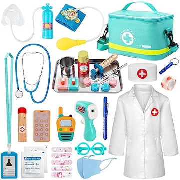 UNO1RC Doctor Kit for Kids, 34 Pcs Pretend Playset for Toddlers, Doctor kit for Toddlers 3-5, with Medical Bag, Stethoscope and Other Accessories, for Boys and Girls Fun Role Playing Game
