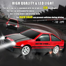 UNO1RC Control Car RC Drift Car 1:16 Scale 4WD RC Car with LED Lights 2.4GHz 28km/h Hard Shell RTR High Speed Drift Racing Sport Toy Car for Adults Boys Girls Kids Gift 2Pcs Rechargeable Batteries