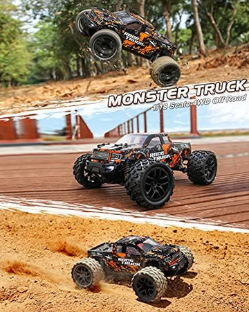 UNO1RC 1:18 Scale RC Monster Truck 18859E 36km/h Speed 4X4 Off Road Remote Control Truck,Waterproof Electric Powered RC Cars All Terrain Toys Vehicles with 2 Batteries,Xmas Gifts for kid and Adults