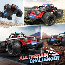 UNO1RC 1:14 Fast Shark RC Cars with Colorful Led Lights,40KM/H High Speed Remote Control Car,4X4 RTR All Terrains RC Monster Truck,Waterproof Off-Road with 2 Batteries Level Indicator for Adults Boys