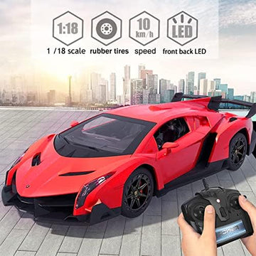 UNO1RC Remote Control Car RC Cars Racing Car 1:18 Licensed Toy RC Car Compatible with Lamborghini Model Vehicle for Boys 6,7,8 Years Old, Red