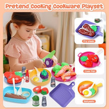 UNO1RC stone Kids Play Kitchen Toy Accessories, Toddler Pretend Cooking Playset with Toys Cookware and Utensils, Toys Food for Cutting Play, Kids Cooking Set Education Learning Gift for Boys Girls