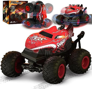 UNO1RC Control Monster Truck for Boys, 1:20 Scale RC Shark Monster Truck Toys with Light & Music, 2.4Ghz Remote Control Car with 360° Spin Walk Upright & Drift, Gifts for 4 5 6 7 8 Year Old Boy Girls