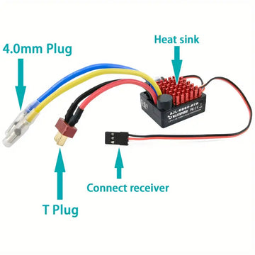 1pc Original 6860 60A Brushed Electronic Speed Controller ESC For 1:10 RC Car Waterproof Remote Control Toy Car Suitable For 370 380 390 540 550 Carbon Brush Motor