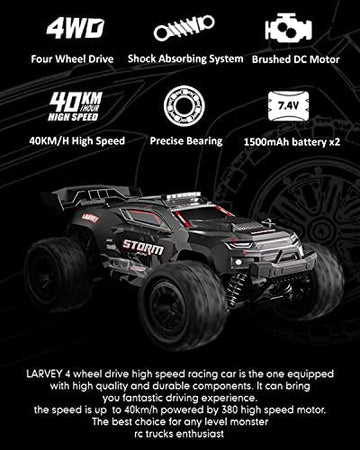 UNO1RC 1:18 Scale 4WD Off-Road 40KM/H High Speed Remote Control Car, All Terrains Remote Control Truck with LED Lights, 2.4GHz Remote Control, rc Cars for Boys Age 8-12