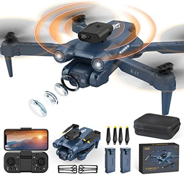 UNO1RC Drones with Camera for Adults, Beginners, FPV 1080P HD Video, 3D Flip, RC Drone Quadcopter with Altitude Hold with Optical Flow Positioning, Speed Adjustment, 2 Batteries, X-IDRONE17