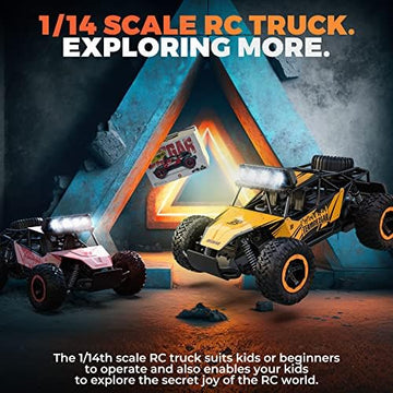 UNO1RC TB141 RC Cars-1:14 Scale Remote Control Car-High Speed Off Road RC Car Monster Truck-Girls Remote Control Cars with LED Headlights and Two Rechargeable Batteries for Boys Girls 8-12 Kids