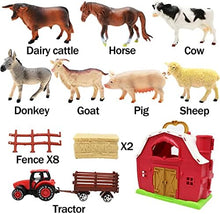 UNO1RC Animals Red Barn Toys, 20PCS Farm Figurines and Fence Playset, Farmer Vehicle Toy Truck Pretend Play Set for 3-10 Years Old Kids Boys Girls Toddlers