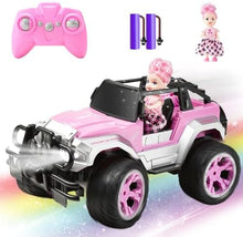 UNO1RC Remote Control Car for Girls, 160 mins Pink RC Car with Doll and Sticker, 1:16 Scale RC Convertible Truck with Rechargeable Batteries, Birthday for Ages 4-12 Years Girls