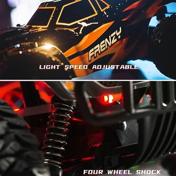 UNO1RC 1:16 Scale Off Road RC Car, 30/km High Speed RC Car with 2 Battery, Remote Control Car with 2.4 GHz Remote Control, Gifts for Kids and Adults, Light Show RC car