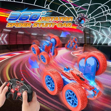 UNO1RC GO! RC Cars Toys for Boys Spider Remote Control Stunt Car Outdoor Toy for 3 4 5 6 7 8 9 10 Year Old Boy Girl 360°Flip 4WD Rechargeable Car Birthday Gift for Boys Kids Age 4-6