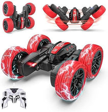 UNO1RC Remote Control Car - Double Sided Mini RC Stunt Car, 360° Flips Rotating RC Cars with LED Lights, 2.4Ghz Indoor/Outdoor All Terrain Rechargeable Electric Toy Cars Gifts