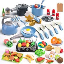 UNO1RC Zoo 105Pcs Kids Kitchen Toy Accessories, Toddler Pretend BBQ Camping Cooking Playset with Play Pots and Pans, Utensils Cookware Toys, Play Food Set, Toy Vegetables, Learning Gift for Girls Boys