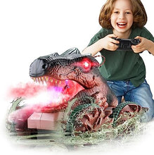 UNO1RC Dinosaur Monster Trucks for Boys 4-7, 2.4Ghz Amphibious Remote Control Car with Light & Spray Function,Waterproof RC Boat Summer Beach Pool Gift,Dinosaur Toys for 3 4 5 6 7 8 Year Old Boy Girl