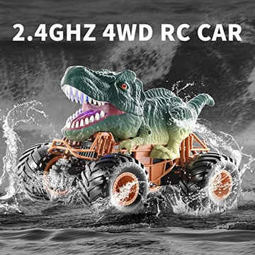 UNO1RC Remote Control Dinosaur Car for Boys Kids, 2.4Ghz RC Dinosaur Truck Toys for Toddlers, Electric Hobby RC Car Toys with Light & Sound Spray Birthday Gift for 3 4 5 6 7 8 Year olds Kids Boys Girl