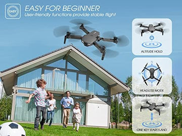 UNO1RC NH525 Foldable Drones with 1080P HD Camera for Adults, RC Quadcopter WiFi FPV Live Video, Altitude Hold, Headless Mode, One Key Take Off Kids or Beginners 2 Batteries, Upgraded Version