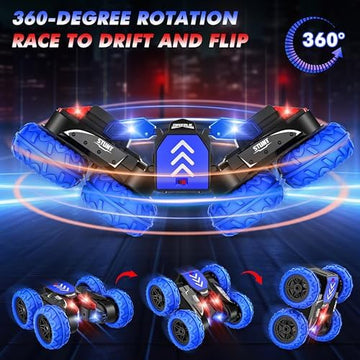 UNO1RC Stunt Cars, Remote Control Car 2.4Ghz Stunt Car with Double Sided 360-degree Flips Rotating Car Toy, Rechargeable 4WD Off Road RC Car Toys for Kids 3 4 5 6 7 8-12 Year Old Boys Girls Birthday Gifts