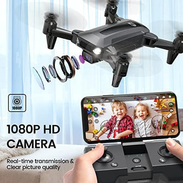 UNO1RC D40 Drone with Camera for Kids, D40 FPV HD 1080P Mini Aircraft for Adults Beginner, Foldable Quad Hobby RC Plane, Toys Gifts, 2 Batteries 20 Mins Flight Time, Easy to Fly,1 Piece,Black