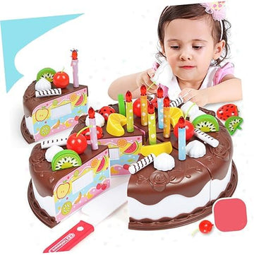 UNO1RC 74 pcs Simulation Birthday Cake kidcraft playset Kids playset Childrens Toys Toy for Kids Cake kit Food Fruits Cake Cut Cake Toy Simulation Cake Kids Cake Cutting DIY Toy self Made