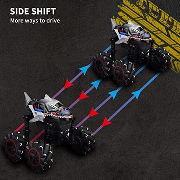 UNO1RC Remote Control Drift Stunt Car, RC Crawler Snake Monster Truck, One Key Deformation, More Ways Moving, Side Shift