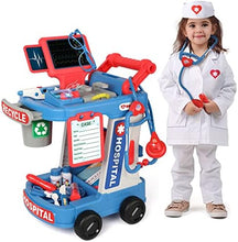UNO1RC Doctor Kit for Kids Aged 3 4 5, Pretend Doctor Playset for Toddlers with Cart, Costume and Stethoscope, Role Play Medical Toy for Girls Boys