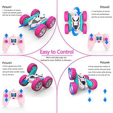 UNO1RC Remote Control Car for Girls Pink RC Car Double Sided 360°Flip Stunt Car with Headlights, All Terrain Tires, Rechargeable Batteries Toy Car for 6 7 8 9 10 11 12 Girls Birthday