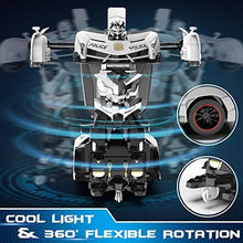 UNO1RC Remote Control Car - Transform Car Robot, One Button Deformation to Robot with Flashing Lights, 2.4Ghz 1:18 Scale Transforming Police Car Toy with 360 Degree Rotating Drifting for Boys and Girls