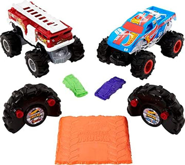 UNO1RC Wheels RC Monster Trucks 2-Pack, 1 Race Ace & 1 HW 5-Alarm in 1:24 Scale, Full-Function Remote-Control Toy Trucks