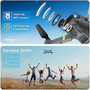 UNO1RC Drone with Camera for Adults Kids, 1080P HD Camera FPV Drone with Upgrade Altitude Hold, Gestures Selfie, Waypoint Fly, 3D Flip, One Key Start, 3 Speed Mode, 2 Batteries