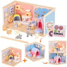 UNO1RC Cat and Dog Pretend Playset for Kids, 50Pcs Interactive Pet Figurines Toys, Toddlers Stem Building Dollhouse Montessori Toy, Care House Educational Role Play Gifts Boys Girls