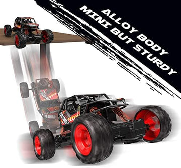 UNO1RC DE66 RC Cars W/Metal Shell, 2.4GHz Remote Control Car W/ 2 Batteries, Alloy Monster Truck for Kids, 60Mins Play Time 175 FT Control Distance Electric Toy Off-Road Crawler Gift for Boys Girls