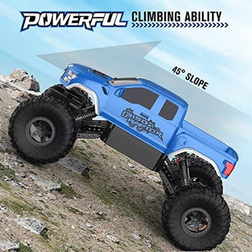 UNO1RC E Ford Raptor F150 RC Car 4WD 2 Motors Monster Trucks for Boys, 11 Inches Off Road Crawler Vehicle Truck Toy with Rechargeable Battery Gift for Boys Girls 6 7 8 9 10 11 12 Years-Blue