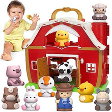 UNO1RC Big Red Barn Farm Animal Playset for 1,2,3 Year Old, Learning Toys Sensory & Cognitive Development Montessori Toys, Christmas Birthday Easter Gift for Baby Toddler Boys Girls Age 12-18 Months