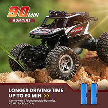 UNO1RC DE45 RC Cars Remote Control Car 1:14 Off Road Monster Truck,Metal Shell 4WD Dual Motors LED Headlight Rock Crawler,2.4Ghz All Terrain Hobby Truck with 2 Batteries for 90 Min Play,Boy Adult Gifts