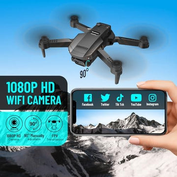 UNO1RC Mini Drone with Camera for Adults Kids, 1080P HD Foldable FPV RC Quadcopter with Upgrade Gesture Control, 90° Adjustable Lens, Headless Mode, 2 Batteries, Carrying Case, Altitude Hold, 3D Flip