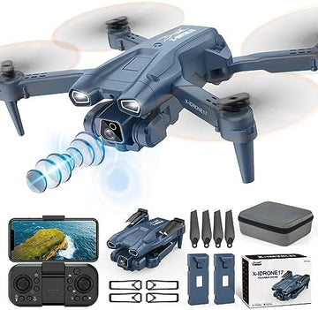 UNO1RC Drone with 1080P Camera, for Adults 135° Electrically Adjustable RC FPV WIFI Foldable Quadcopter, One Key Start, 3D Flips, Gestures Selfie, RC Mini Drone - FPV Live Video, 2 Batteries