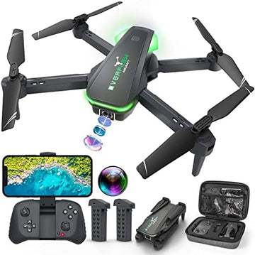 UNO1RC with 1080P Camera for Adults and Kids, Foldable Remote Control Quadcopter with Voice Control, Gestures Selfie, Altitude Hold, One Key Start, 3D Flips, 2 Batteries, Toys Gifts for Boys Girls