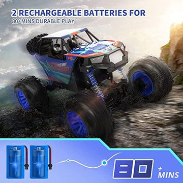 UNO1RC Large 1:8 Scale Upgraded RC Cars Remote Control Car for Adults Boys, Off Road Monster Truck with Realistic Sound, 2.4Ghz 4WD Rock Crawler Toy All Terrain Climbing, 2 Batteries for 80 Min Play