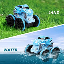 UNO1RC Amphibious Remote Control Car Boys Toys Age 6-8 4WD Monster Trucks All Terrain Waterproof Rc Boat Shark Cars Kids Toys for 7 Year Old Boys Girls Age 8-12 Includes 2 Rechargeable Batteries(S)