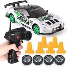 UNO1RC Imports RC Drift Car 1/24 2.4GHz 4WD Remote Control Sport Racing On-Road Vehicle with LED Light, Batteries and Drift Tires (White)